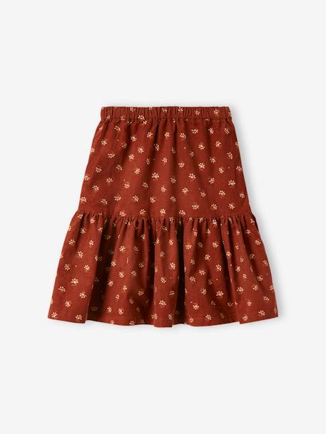 Jupe en velours fille motifs fleurs détails irisés marron imprimé 4 - vertbaudet enfant 