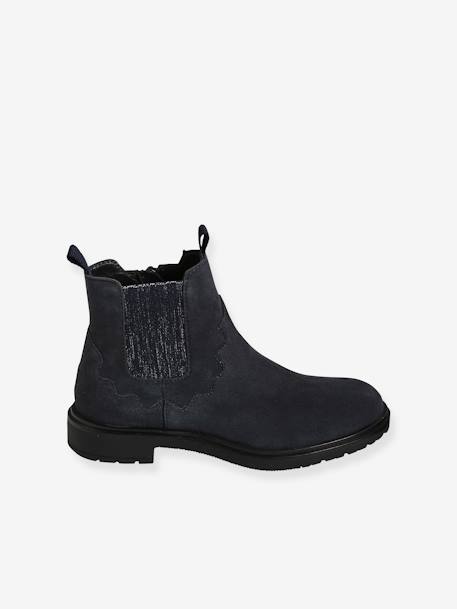 Boots en cuir fille bleu marine+marron 2 - vertbaudet enfant 