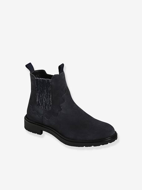 Boots en cuir fille bleu marine+marron 1 - vertbaudet enfant 