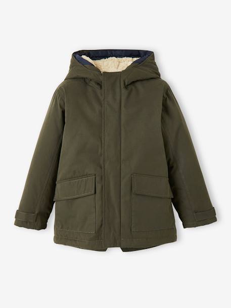 Parka 3 en 1 garçon avec blouson amovible bleu électrique+kaki+Marine grisé+noix de pécan 11 - vertbaudet enfant 