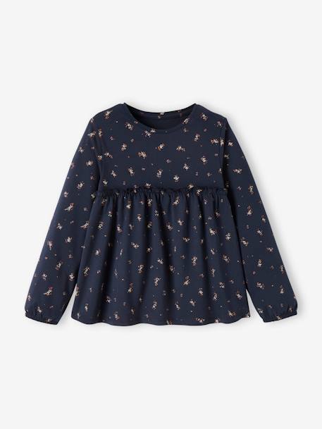 Fille-T-shirt, sous-pull-T-shirt forme blouse imprimé fille