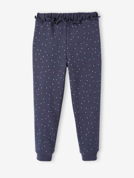 Pantalon jogging volanté fille imprimé fleurs bleu imprimé+rose 2 - vertbaudet enfant 