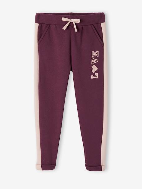 Pantalon de sport fille en molleton bandes côtés marine+PRUNE - 19-2024 TCX+rose 6 - vertbaudet enfant 