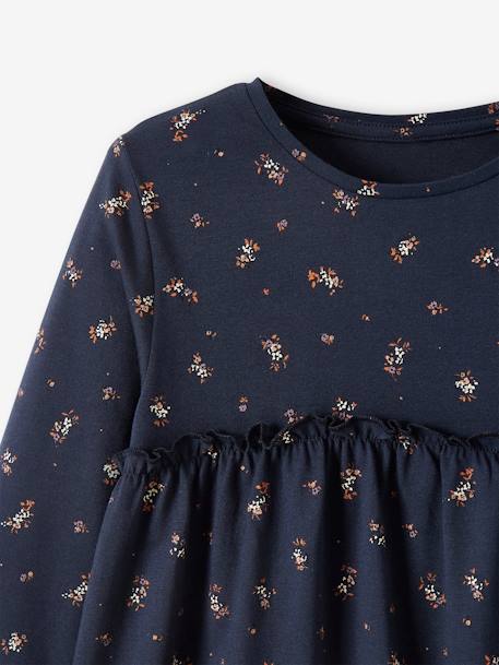 T-shirt forme blouse imprimé fille bleu marine+marron foncé+rose poudré 3 - vertbaudet enfant 