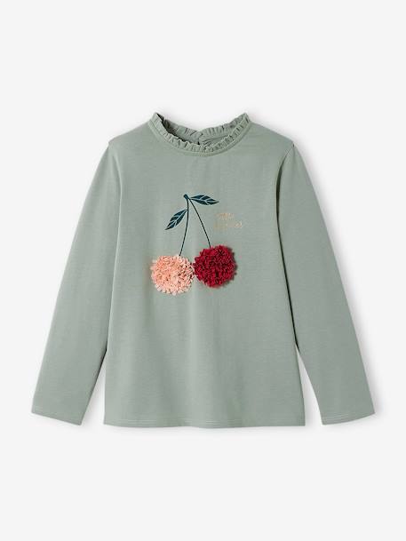 T-shirt motif fantaisie en relief fille curry+écru+gris foncé+terracota+vert sauge 16 - vertbaudet enfant 