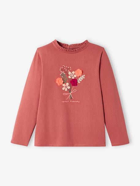 Fille-T-shirt, sous-pull-T-shirt motif fantaisie en relief fille