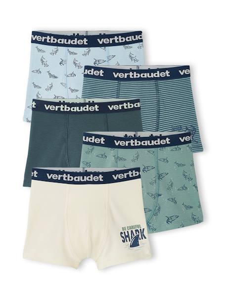 Garçon-Sous-vêtement-Slip, Boxer-Lot de 5 boxers stretch "requins" garçon