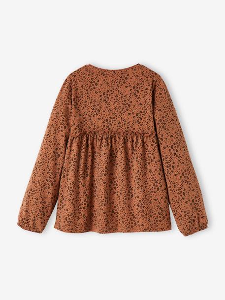 T-shirt forme blouse imprimé fille bleu marine+marron foncé+rose poudré 6 - vertbaudet enfant 