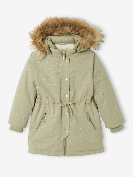 Fille-Manteau, veste-Parka à capuche à pois irisés fille