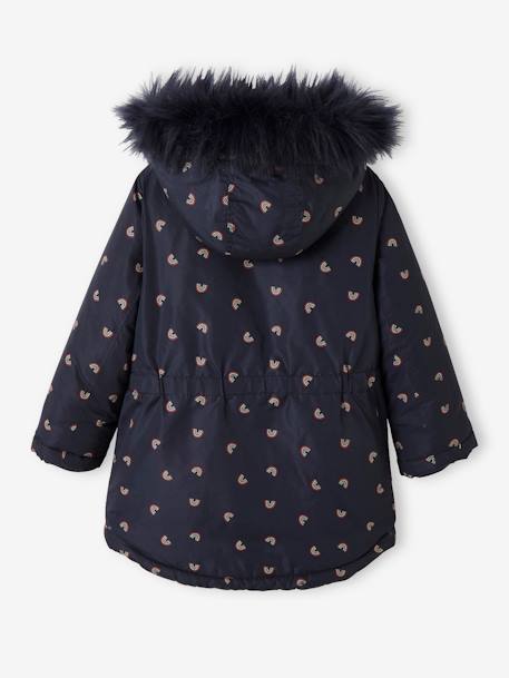 Parka à capuche fille doublée sherpa. BLUE DARK+BROWN DARK 3 - vertbaudet enfant 