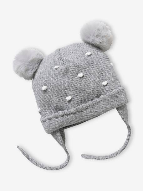 Ensemble à pois bonnet + snood + moufles bébé fille Gris chiné foncé 2 - vertbaudet enfant 