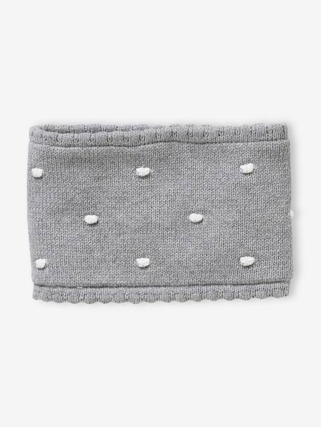 Ensemble à pois bonnet + snood + moufles bébé fille Gris chiné foncé 3 - vertbaudet enfant 