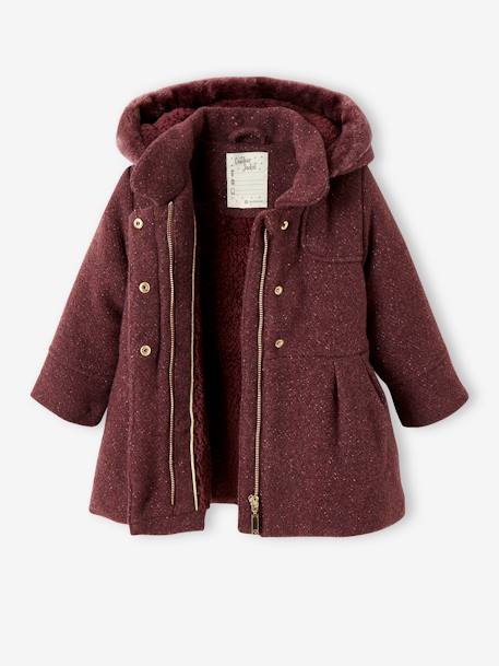 Manteau à capuche en drap de laine fille Marine grisé+VIOLINE 11 - vertbaudet enfant 