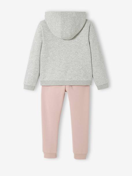 Ensemble sweat à capuche et jogging en molleton fille gris -rose 4 - vertbaudet enfant 