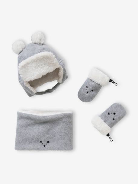 Ensemble ourson chapka + snood + moufles bébé  - vertbaudet enfant