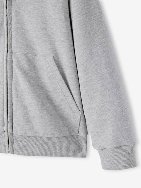 Sweat zippé doublé sherpa garçon anthracite chiné+gris chiné+MARRON CACAO 4 - vertbaudet enfant 