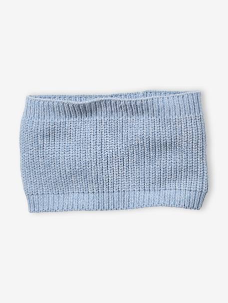 Ensemble bonnet + snood + gants maille chenille fille bleu clair 3 - vertbaudet enfant 