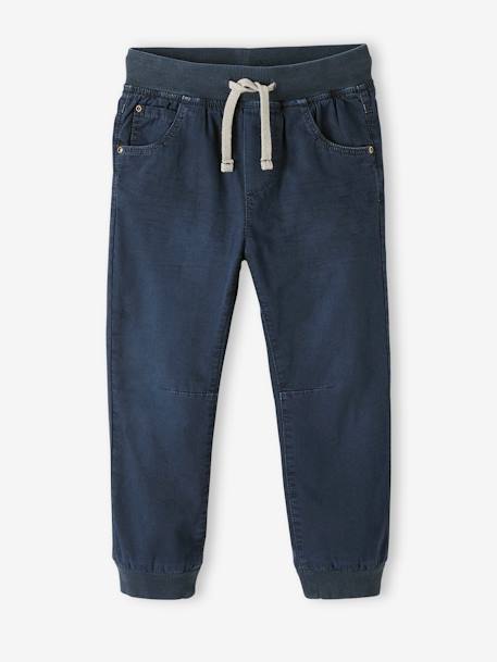 Pantalon style jogger doublé polaire garçon facile à enfiler encre+NOISETTE 1 - vertbaudet enfant 