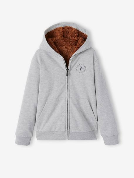 Garçon-Pull, gilet, sweat-Sweat zippé doublé sherpa garçon