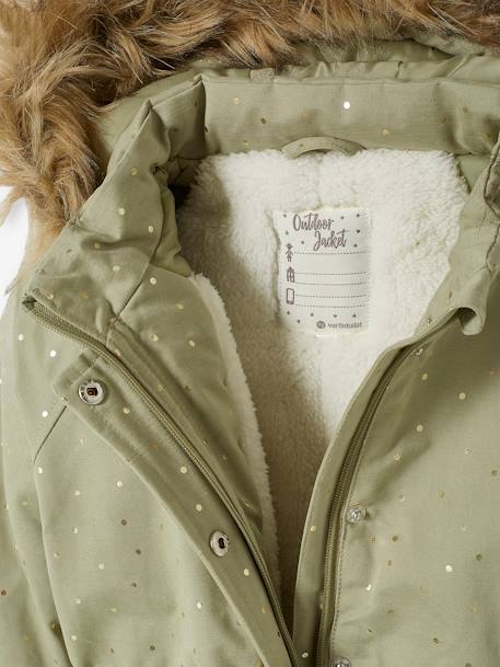 Parka à capuche à pois irisés fille vert clair 4 - vertbaudet enfant 