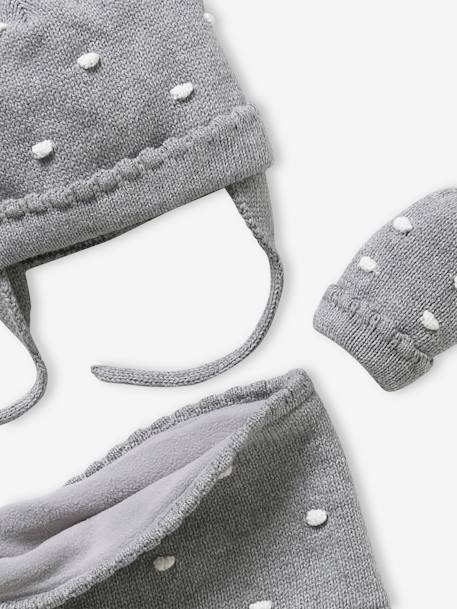 Ensemble à pois bonnet + snood + moufles bébé fille Gris chiné foncé 5 - vertbaudet enfant 