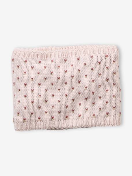 Ensemble bonnet + snood + gants coeurs fille BASICS encre imprimé+Rose 10 - vertbaudet enfant 