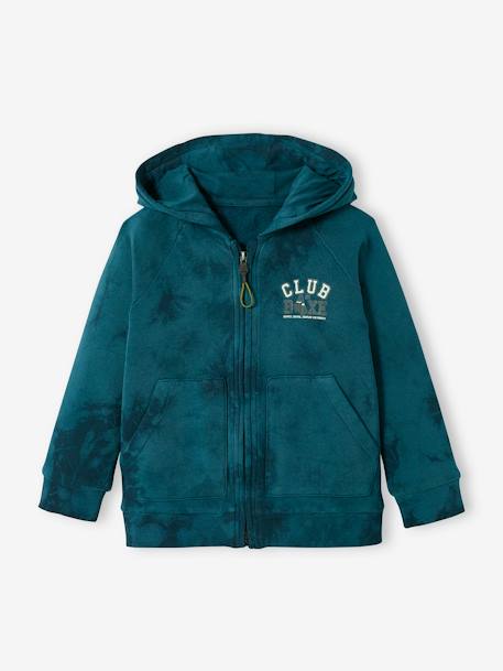 Sweat à capuche zippé 'tie and dye' sport garçon BLEU FONCE 2 - vertbaudet enfant 