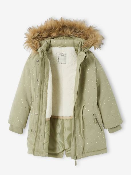 Parka à capuche à pois irisés fille vert clair 2 - vertbaudet enfant 