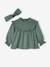 Blouse à smocks bébé et son bandeau assorti vert grisé+violine 3 - vertbaudet enfant 