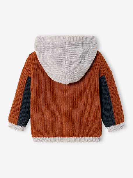 Gilet en tricot bébé avec capuche rouille 2 - vertbaudet enfant 