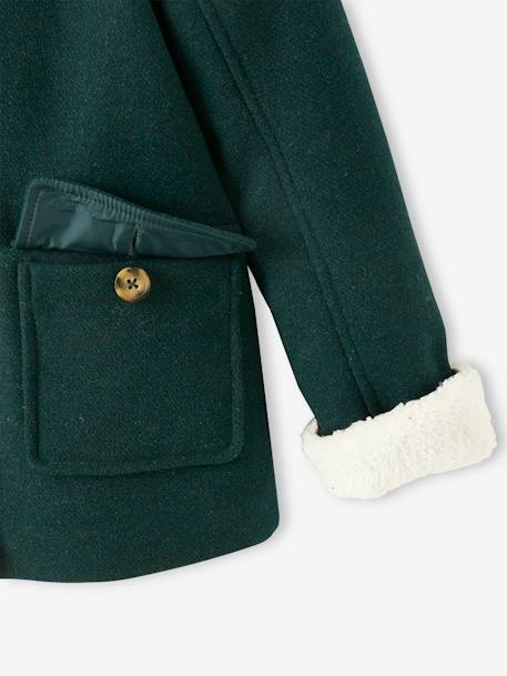 Manteau à capuche en drap de laine fille doublé sherpa chamois+vert foncé 15 - vertbaudet enfant 