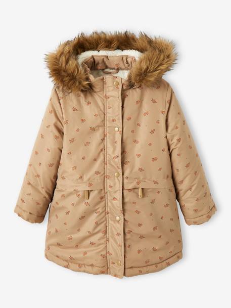 Parka à capuche fille doublée sherpa. BLUE DARK+BROWN DARK 6 - vertbaudet enfant 