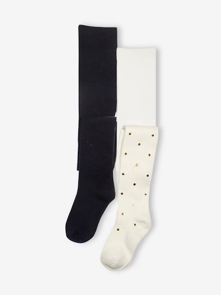 Lot de 2 paires de collants en maille unie/à pois  - vertbaudet enfant