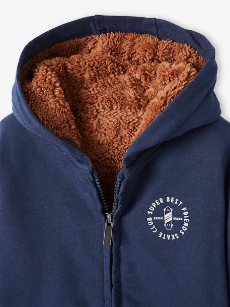 Sweat zippé doublé sherpa garçon anthracite chiné+gris chiné+marine+MARRON CACAO 11 - vertbaudet enfant 