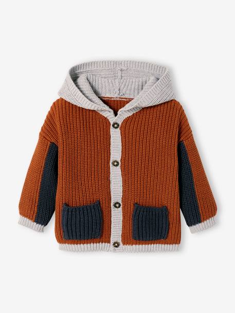 Gilet en tricot bébé avec capuche rouille 4 - vertbaudet enfant 