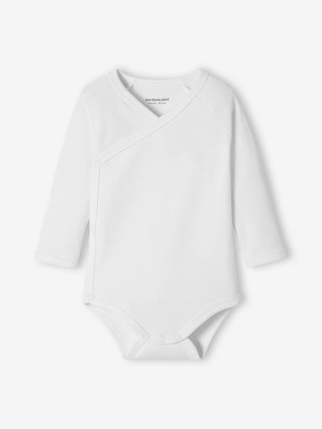 Lot de 5 bodies bébé manches longues ouverture naissance BASICS lot blanc 2 - vertbaudet enfant 