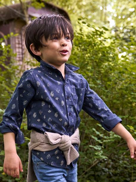 Chemise motifs gipsy garçon bleu ardoise foncé imprimé 1 - vertbaudet enfant 