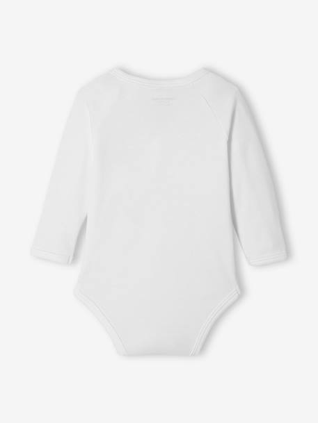 Lot de 5 bodies bébé manches longues ouverture naissance BASICS lot blanc 3 - vertbaudet enfant 