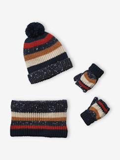 -Ensemble garçon bonnet + snood + mitaines