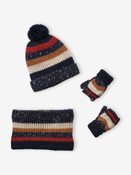 Ensemble garçon bonnet + snood + mitaines  - vertbaudet enfant