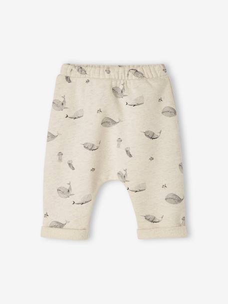 Pantalon naissance en molleton Beige chiné AOP baleine+encre+gris chiné 1 - vertbaudet enfant 