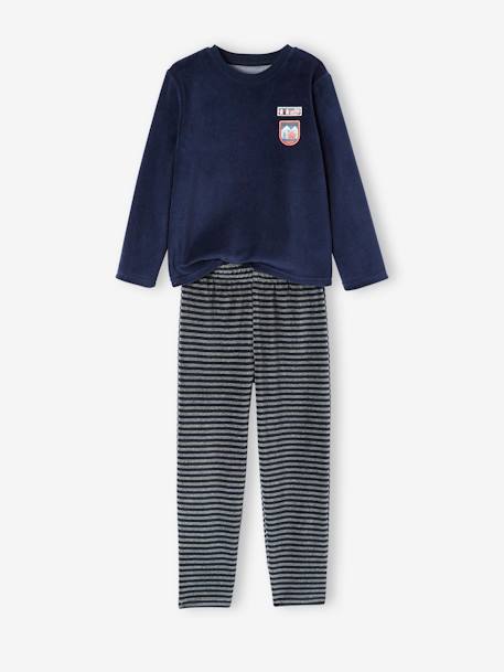 Lot de 2 pyjamas 'nature' en velours garçon BASICS LOT BLEU ET GRIS 3 - vertbaudet enfant 