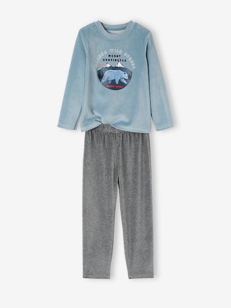 Lot de 2 pyjamas 'nature' en velours garçon BASICS LOT BLEU ET GRIS 4 - vertbaudet enfant 