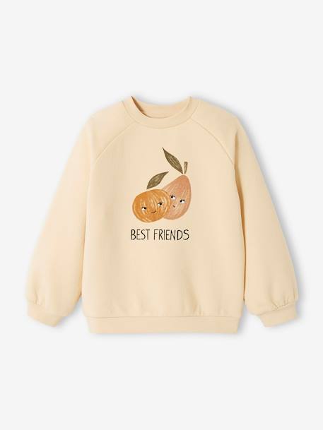 Sweat motif fantaisie fille beige+curry 3 - vertbaudet enfant 