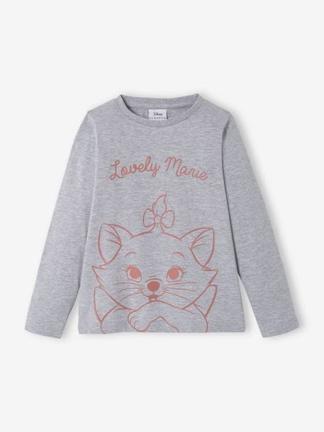 T-shirt manches longues Disney® Marie les Aristochats fille Gris chiné 1 - vertbaudet enfant 