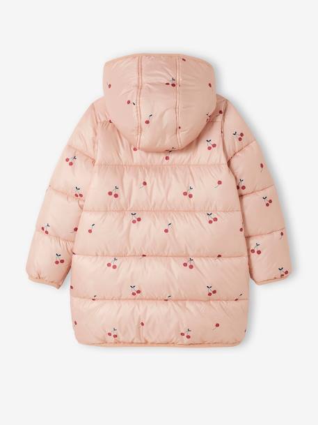 Doudoune longue légère imprimée cerises fille PRINTED PINK 3 - vertbaudet enfant 