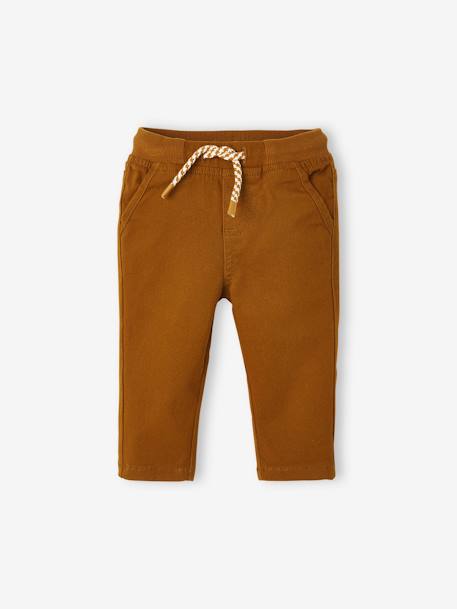 Pantalon en sergé doublé bébé garçon chamois+Encre+vert bouteille 1 - vertbaudet enfant 