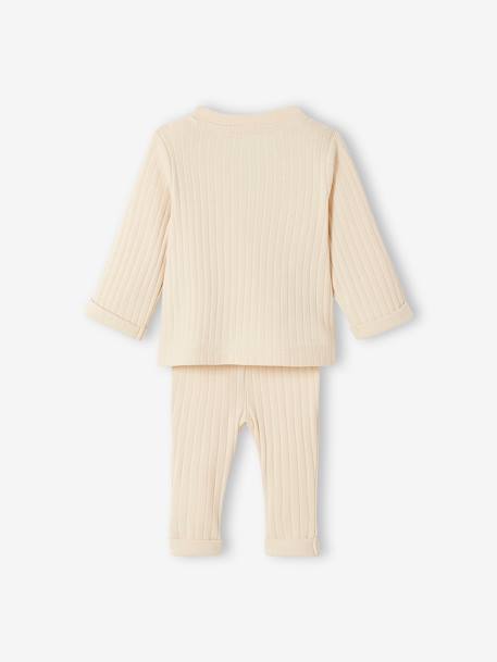 Ensemble en maille côtelée T-shirt et pantalon bébé sable 4 - vertbaudet enfant 