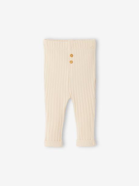 Ensemble en maille côtelée T-shirt et pantalon bébé sable 3 - vertbaudet enfant 