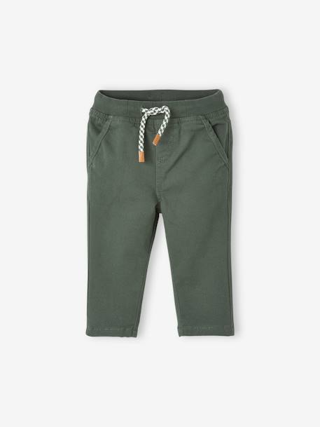 Pantalon en sergé doublé bébé garçon chamois+Encre+vert bouteille 8 - vertbaudet enfant 